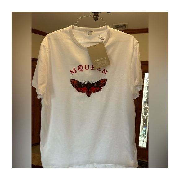 Alexander McQueen moth, embroidered cotton T-shirt size medium, NWT Italy - Picture 2 of 5